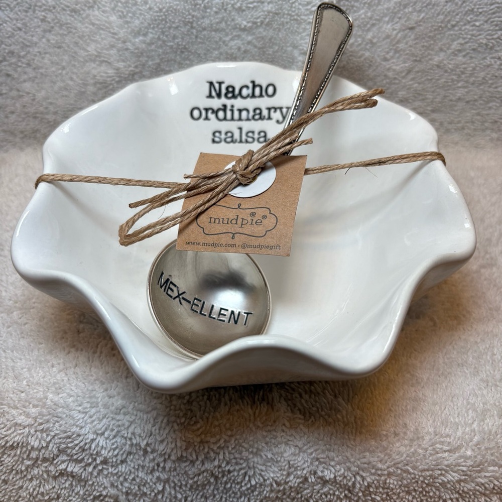 Mud Pie Salsa Serving Bowl With Spoon, NWT